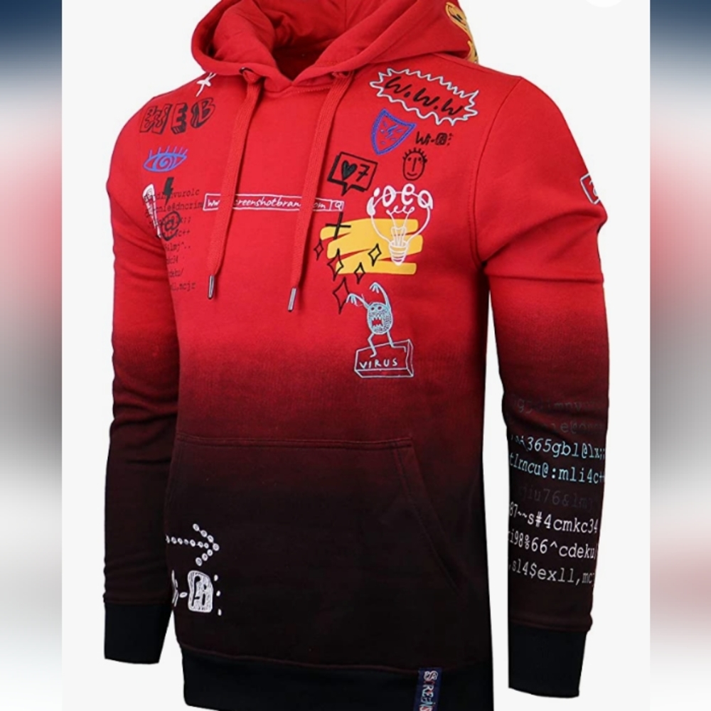 SCREENSHOT Mens Urban Hip Hop Premium Fleece Hoodie - Modern Pullover NYC Street